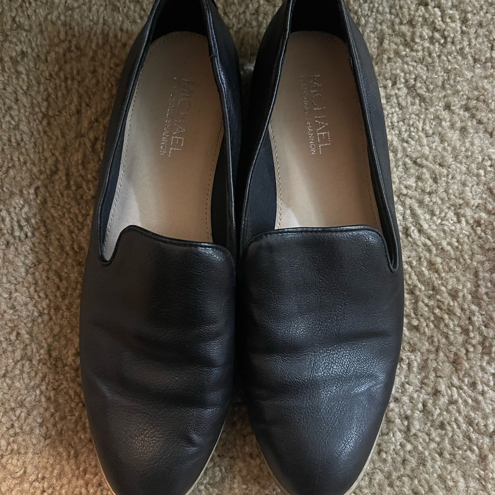 Michael Shannon Black Leather Slip-On Flats